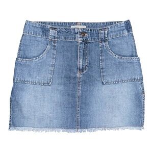 Vintage Y2K Old Navy Denim Mini Skirt Raw Hem Utility Patch Pockets Women’s 10
